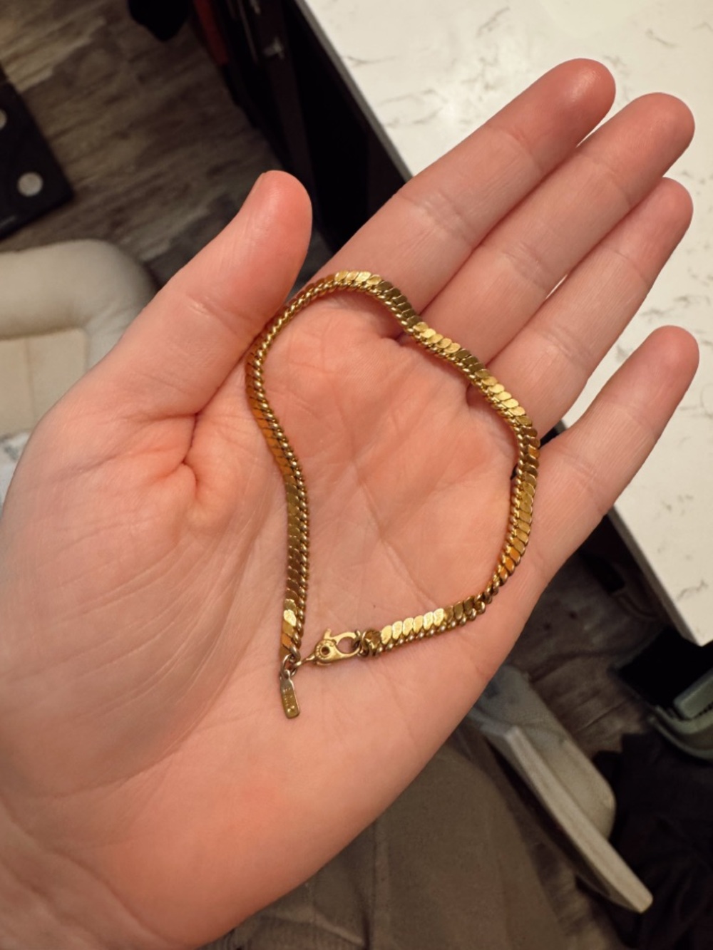 Vintage Monet Gold Tone Herringbone Bracelet